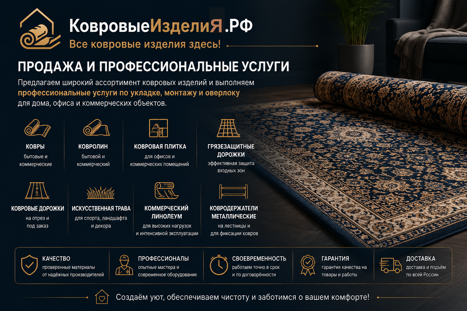 Ковролин, ковры и напольные покрытия КовровыеИзделия.РФ